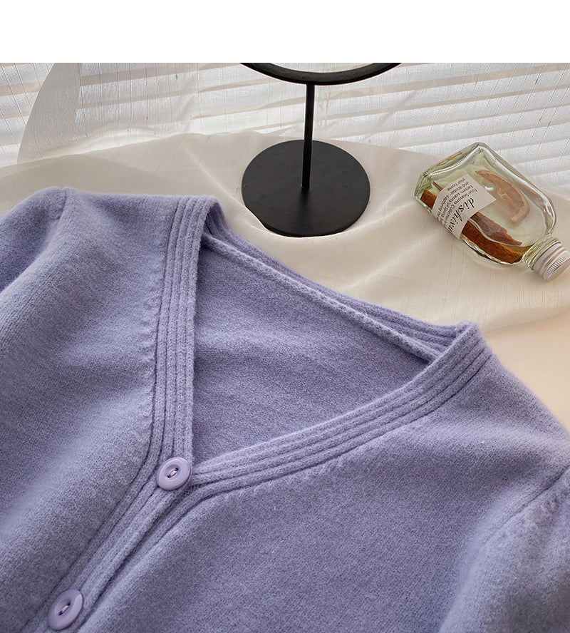 Koreanische Mode kurze hohe Taille vielseitige kleine V-Ausschnitt Top Mode 5894