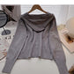 Cardigan knitted coat Long Sleeve hooded top  6658