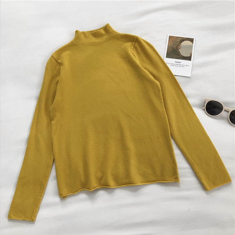 Stehkragen-Pullover Damen Solid Slim Langarm Pullover Top 6454