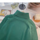 Strickpullover Damen Retro Einfach Stehkragen Pullover Langarm Top 6662