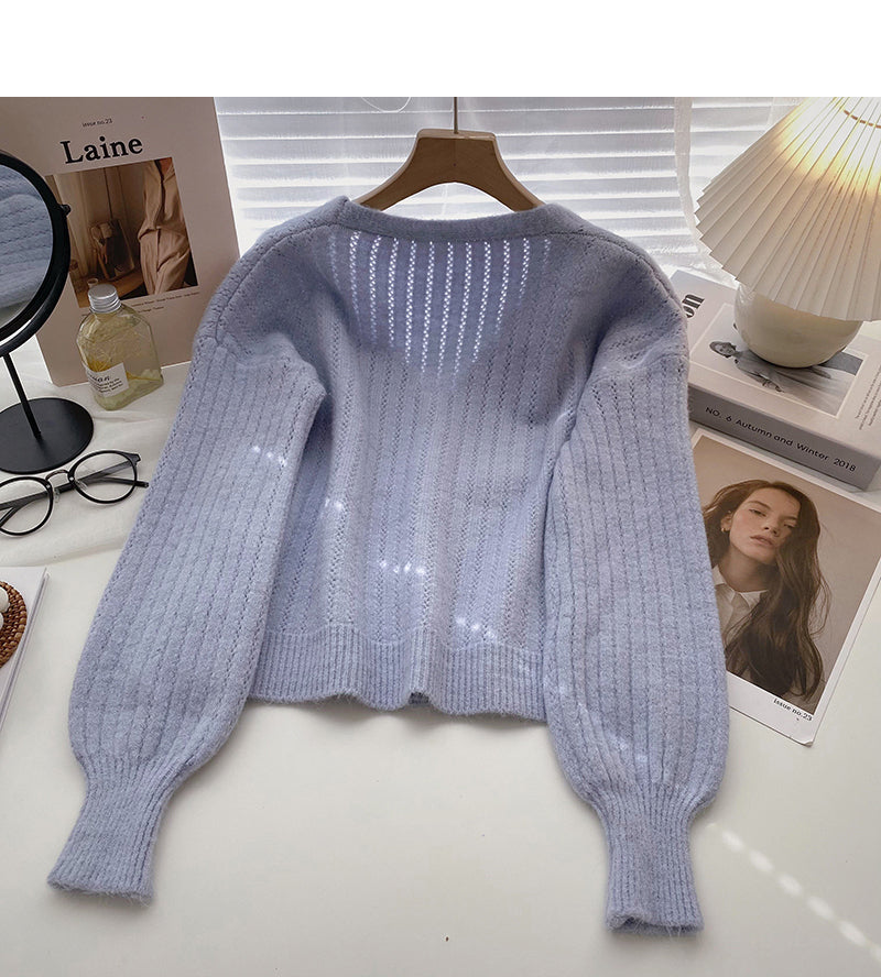 Korean loose and versatile slim long sleeved sweater fashion  6569