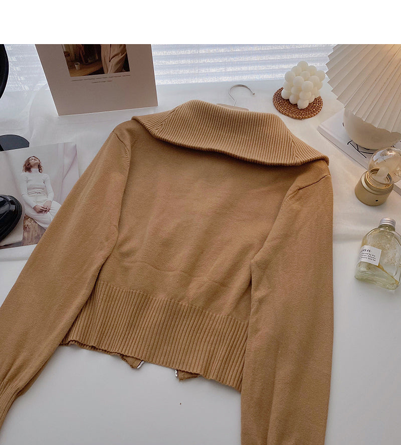 Korean fashion short Lantern Sleeve zipper top  6647