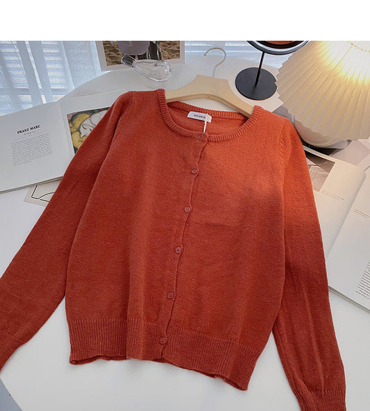 Cardigan Strickmantel einfarbig Langarm Einreiher Top 6580