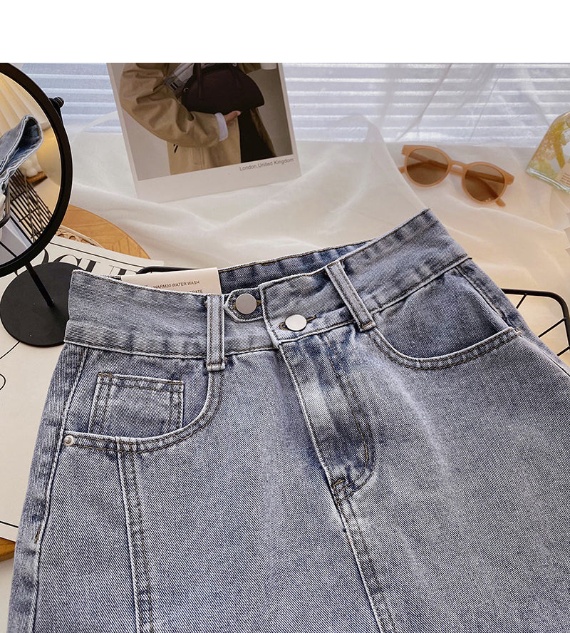 New Korean version of Hong Kong Style versatile slim split high waist skirt  5403