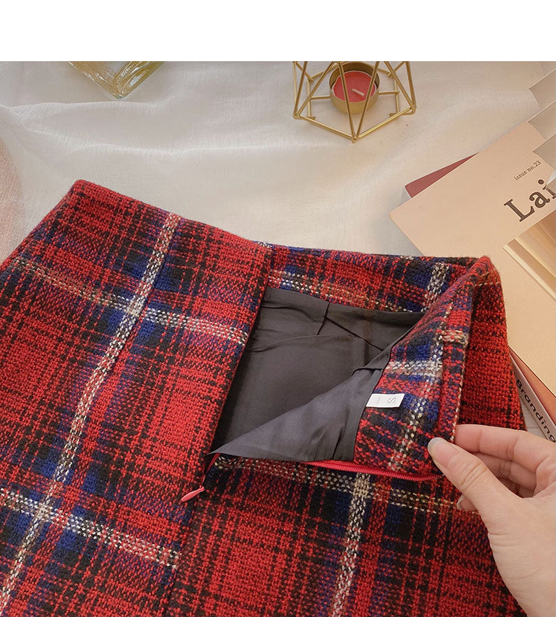 Korean fashionable age reducing Retro High Waist Skirt  5546