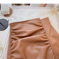 Irregular pleated design, slim wrap hip leather skirt  5507