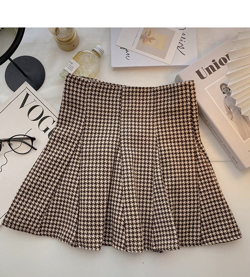 Design-Nischen-Rock im Hong Kong-Stil mit hoher Taille und Tausend-Vogel-Karos 5418