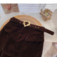 Jupe queue de poisson taille haute en velours doré pour femme 5384