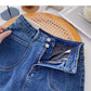 Denim skirt design small pocket high waist A-line casual skirt  5389