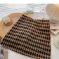 Retro-Mode-Color-Blocking-Gitter dünner A-Wort-Rock mit hoher Taille 5463
