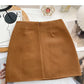 Design sense personalized button high waist slim A-line skirt  5566
