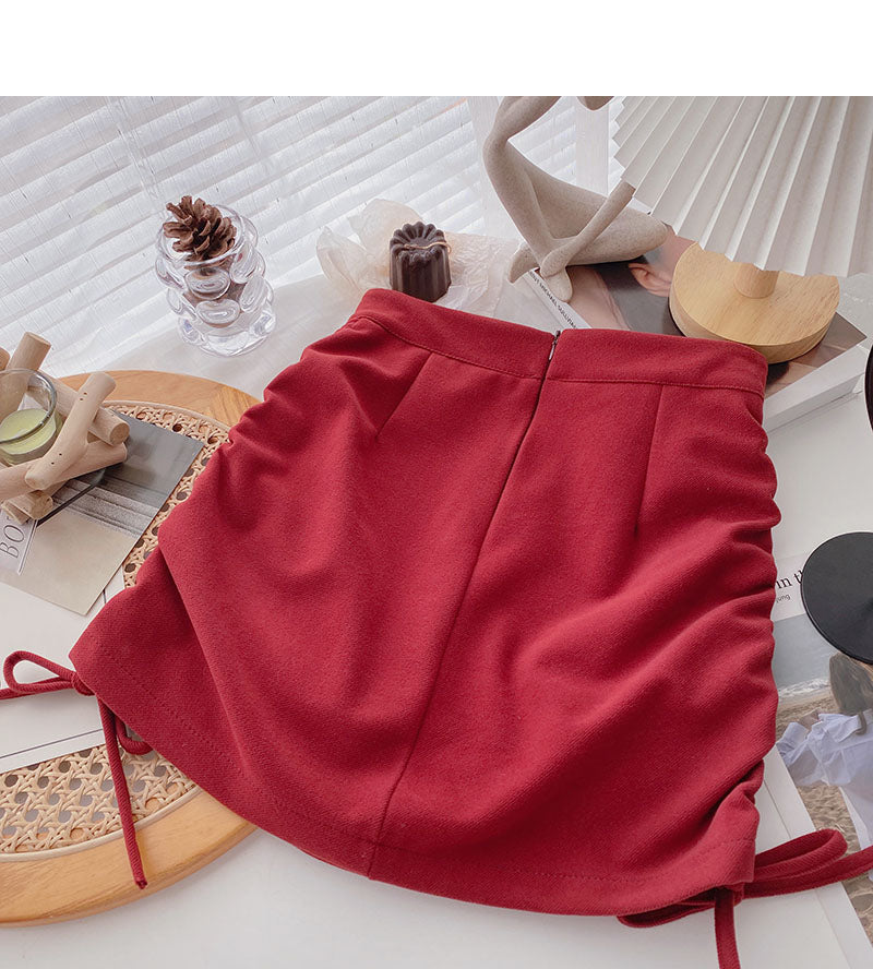 Hüftwickeldesign mit hoher Taille, personalisierter schmaler A-Linien-Rock mit Kordelzug 5398
