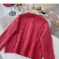 Einreihiger Strickmantel mit Rundhalsausschnitt und Twist 6175