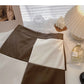 Check color blocking high waist design Hip Wrap Skirt  5410