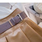 Age reducing pleated high waist A-line skirt with belt  5482