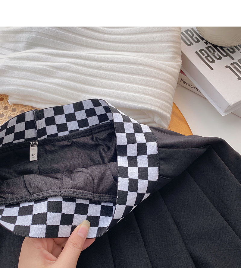 Korean Vintage Plaid High Waist dünner Rock in A-Linie 5450
