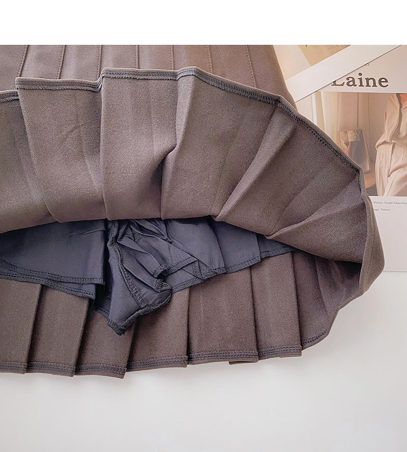 Korean simple and fashionable solid color high waist A-shaped skirt  5548