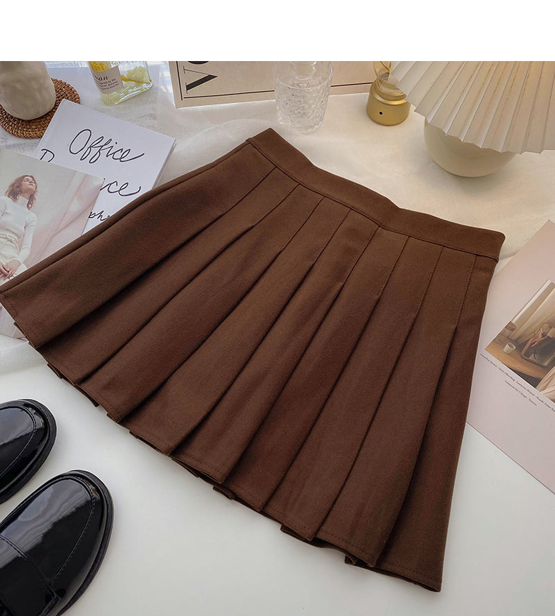 New Korean simple solid color versatile high waist pleated skirt  5420