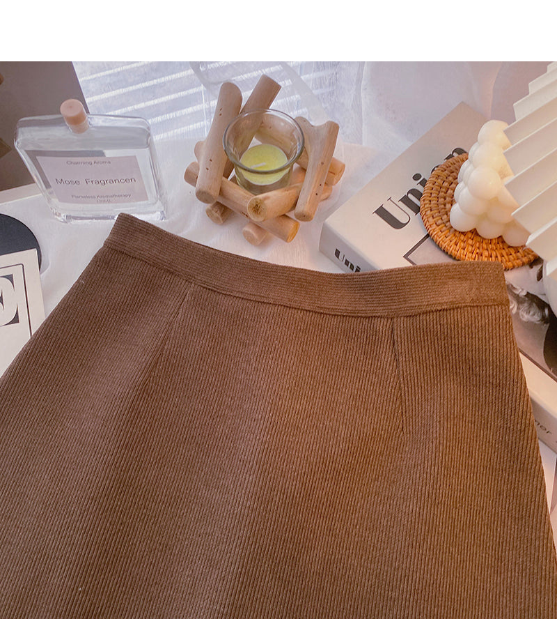 Slim temperament, versatile casual bag hip high waist A-line skirt  5387