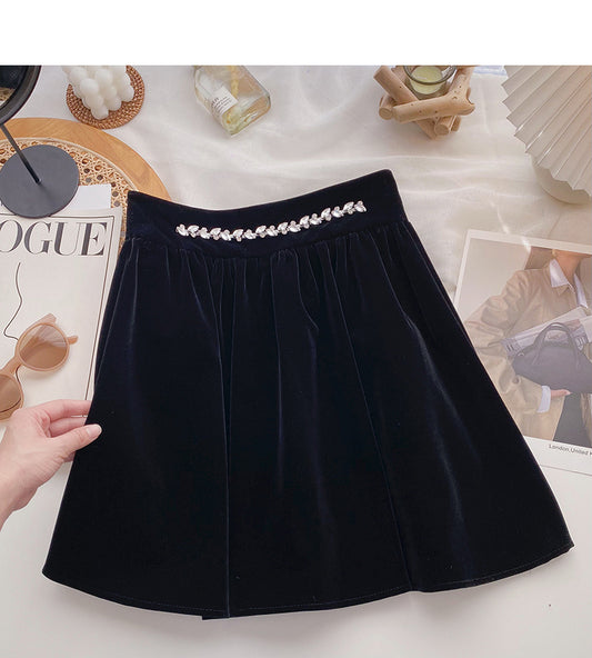 New Korean version small fragrance temperament A-shaped umbrella skirt  5396