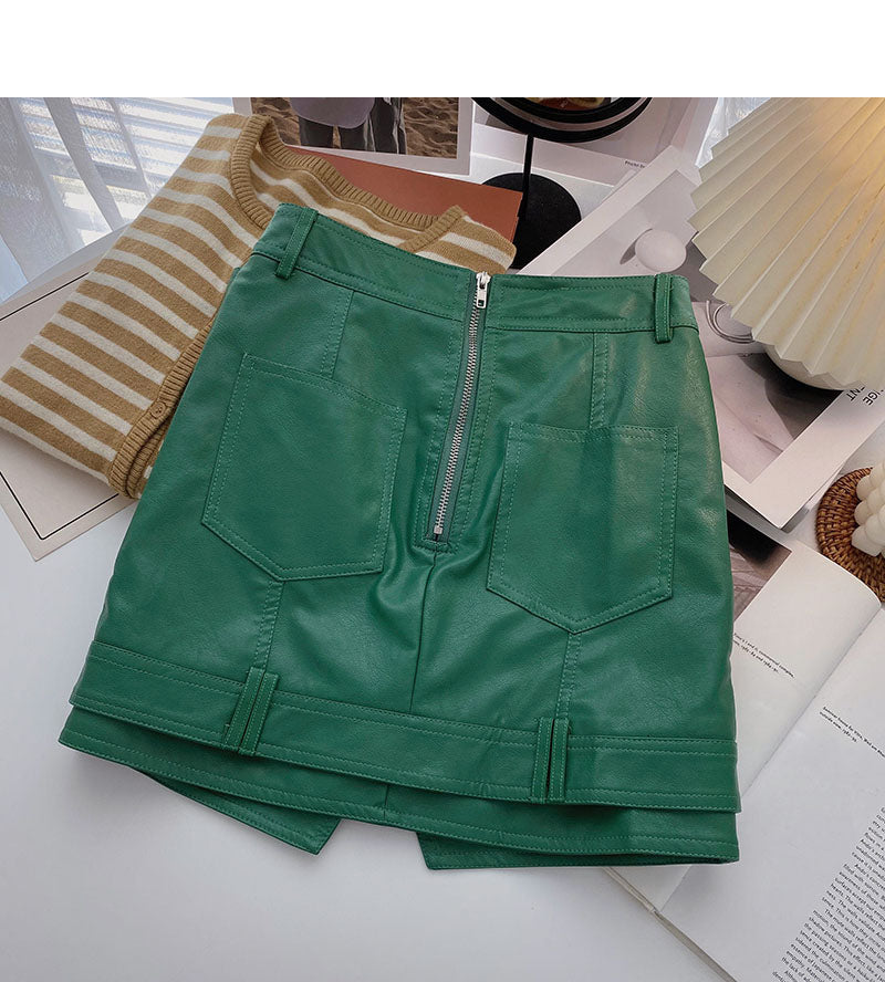 Irregular design single breasted high waist A-line skirt  5451
