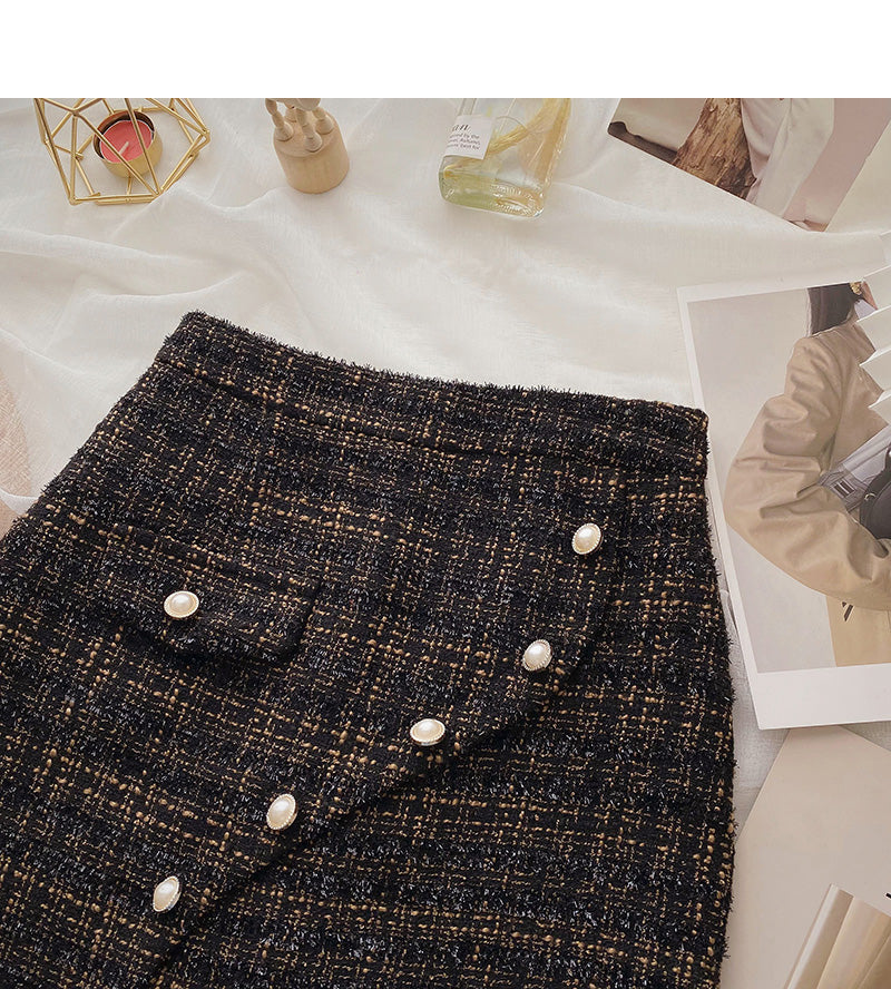 Small fragrance A-shaped skirt, irregular Hip Wrap Skirt  5359