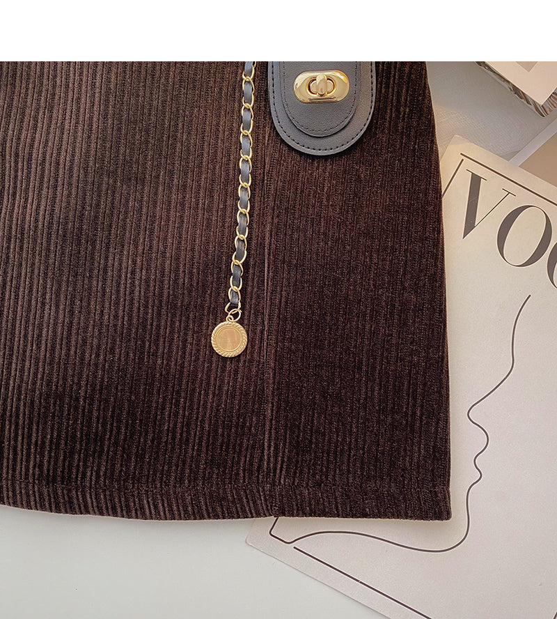 Versatile fashion high waist corduroy short skirt for waist bag  5429