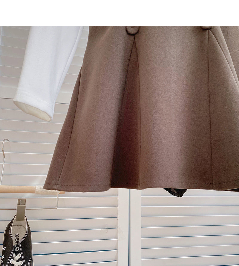 Woolen skirt high waist A-line umbrella skirt 5376