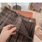 Alterungsreduzierender Retro-Studentenrock in A-Form mit hoher Taille und Karomuster 5473