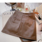 Korean irregular PU leather high waist wrap hip slim fashion skirt  5378