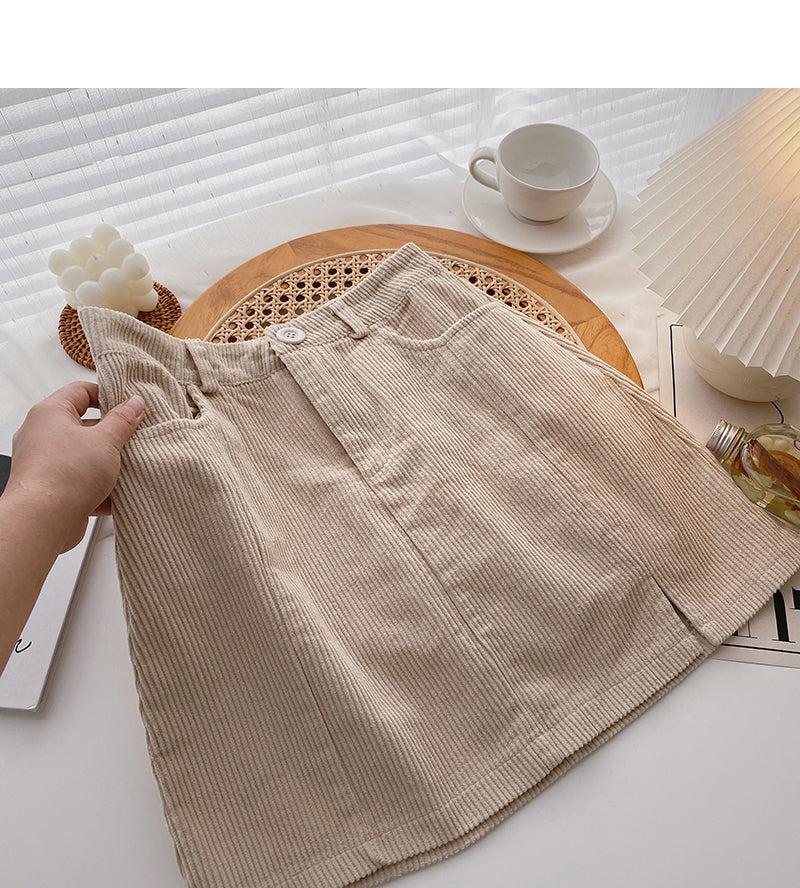 Hüftwickelrock aus Cord mit hoher Taille 5292