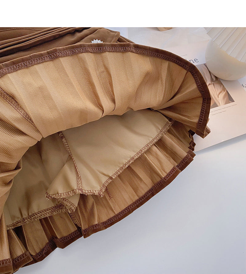 New Korean high waist slim, niche design, pressure pleated skirt  5395
