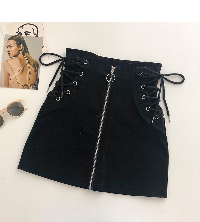 The new side strap design feels thin, high waist zipper a-bag hip skirt  5336