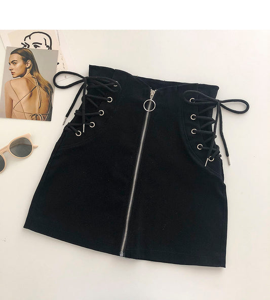 The new side strap design feels thin, high waist zipper a-bag hip skirt  5336