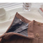 Double breasted decorative high waist design sense of aging retro A-line skirt  5444