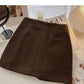 Three button design high waist pleated skirt for women  5424