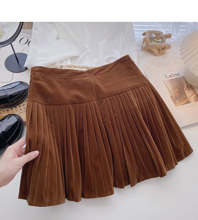 New Korean high waist slim, niche design, pressure pleated skirt  5395
