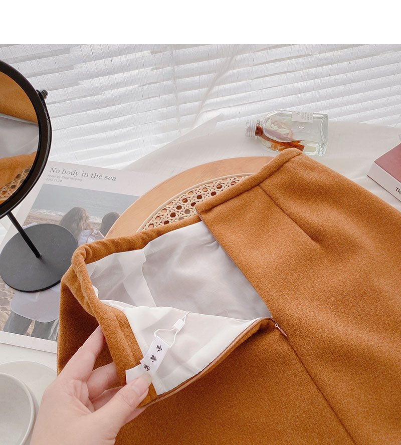 Niche design split A-shaped High Waist Hip Wrap Skirt  5464