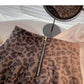 Design sense personalized fashion zipper high waist A-line leopard skirt  5448
