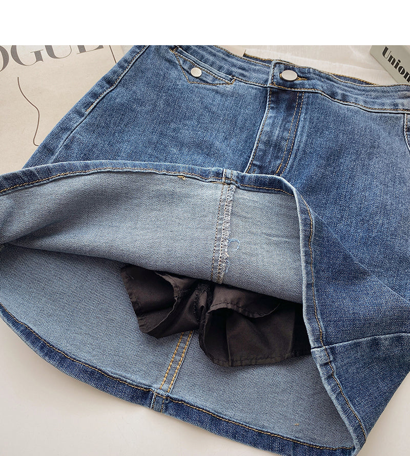 Retro casual denim high waist slim skirt fashion  5401