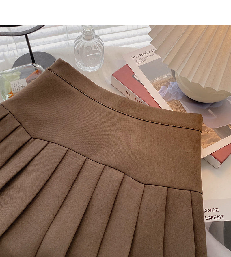 Foreign style aging day high waist pleated skirt  5348