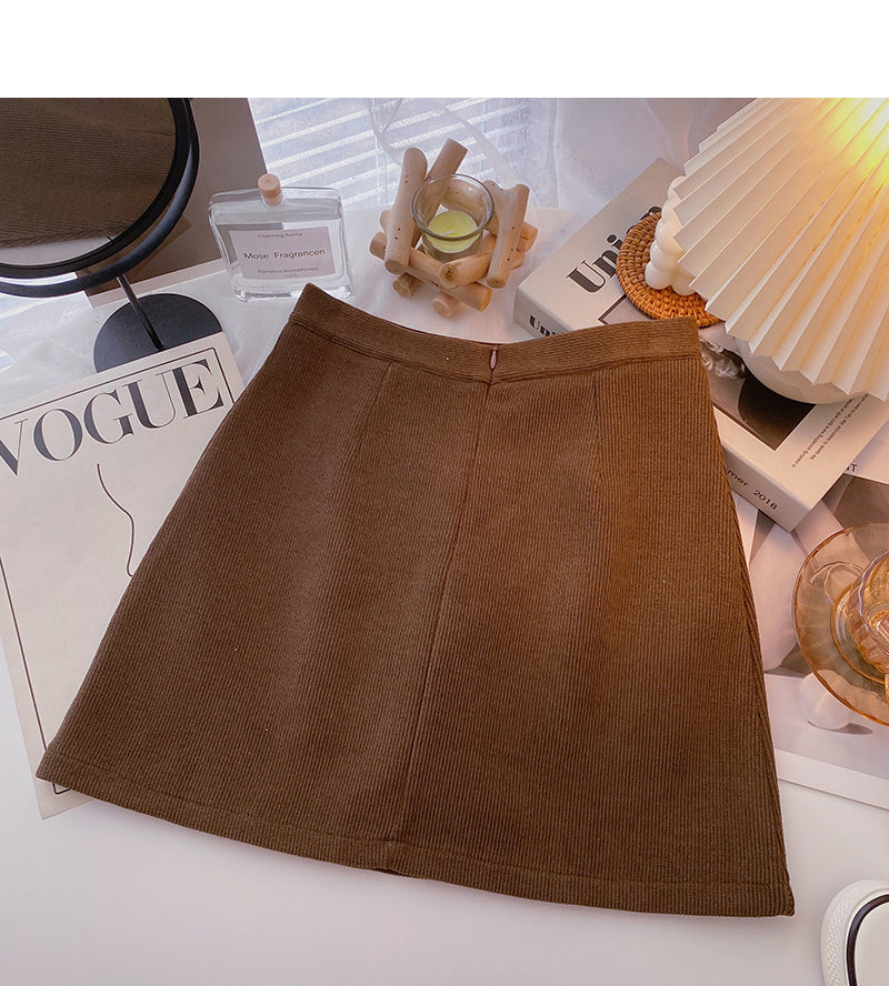 Slim temperament, versatile casual bag hip high waist A-line skirt  5387