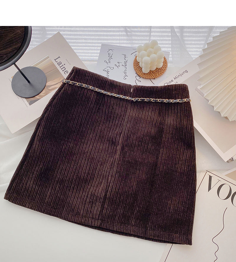 Versatile fashion high waist corduroy short skirt for waist bag  5429