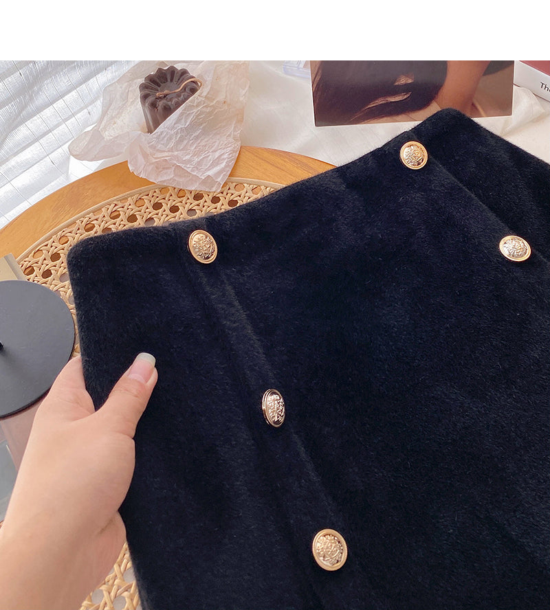 Design feeling is thin, wool cloth Hip Wrap Skirt  5353