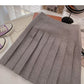 Korean version small man solid color versatile knitted A-shaped high waist skirt  5452
