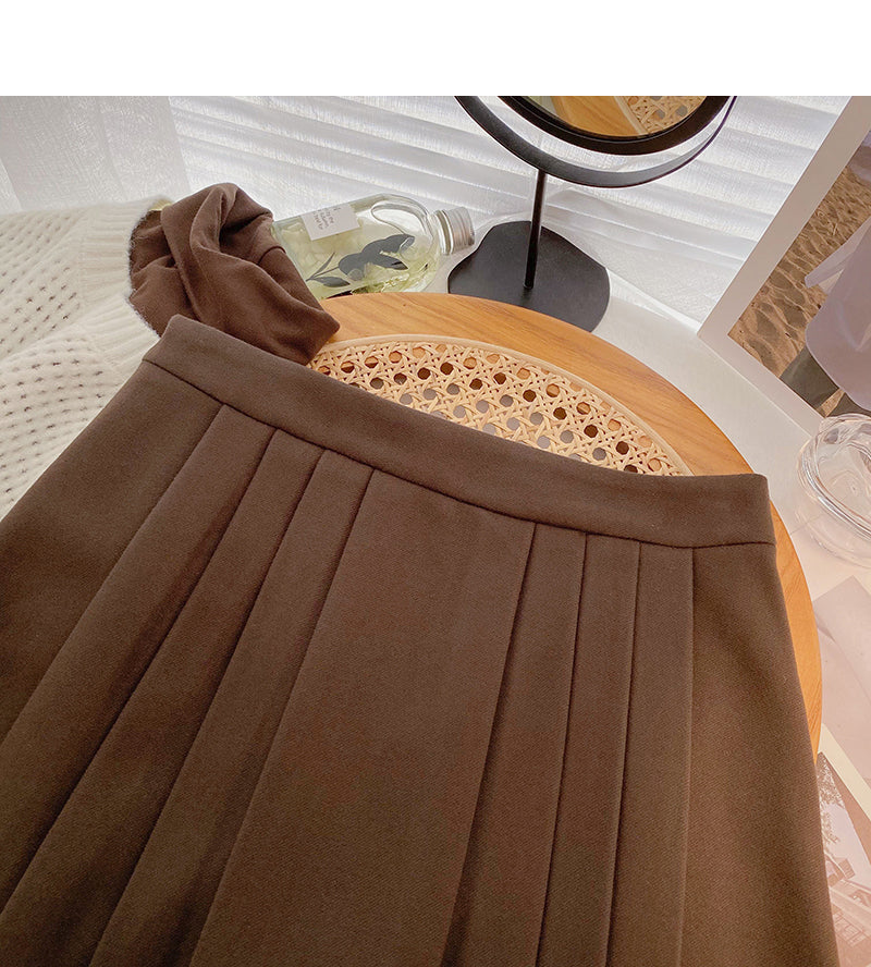 Pleated skirt with high waist and thin skirt  5506