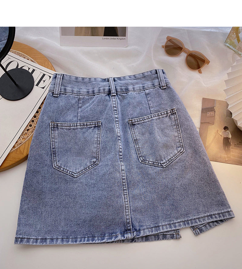 New Korean version of Hong Kong Style versatile slim split high waist skirt  5403