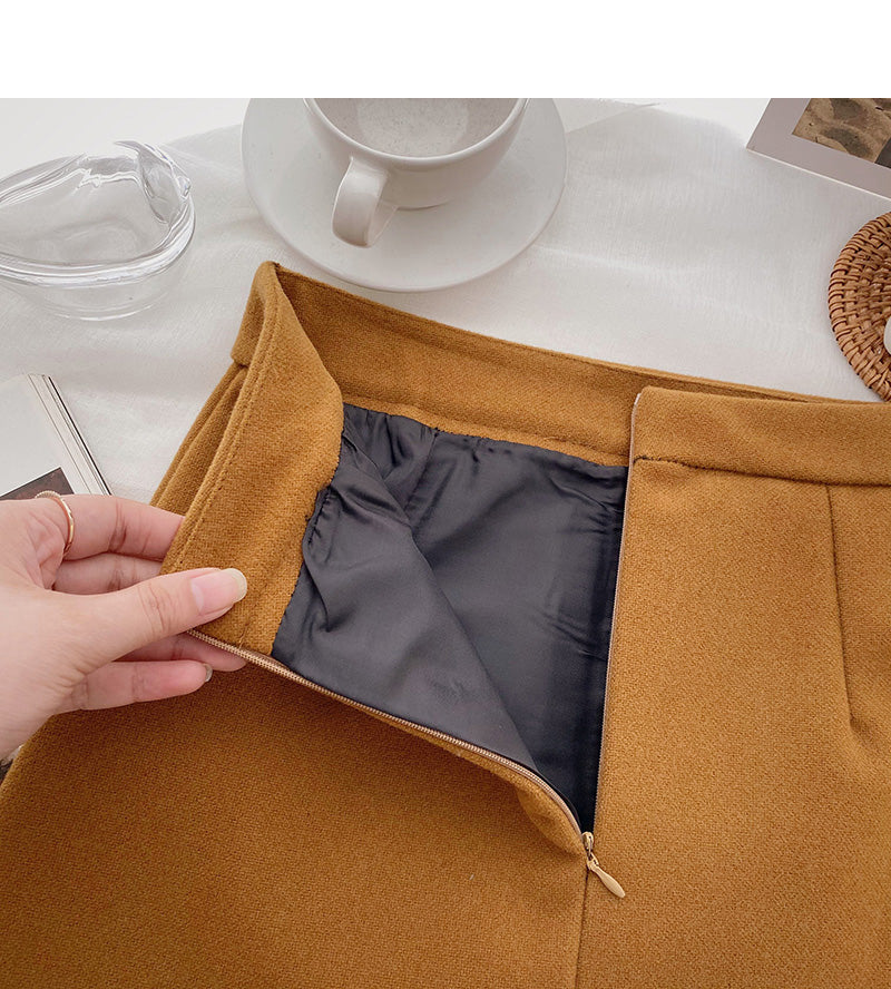 Korean fashion design, slim woolen skirt  5478