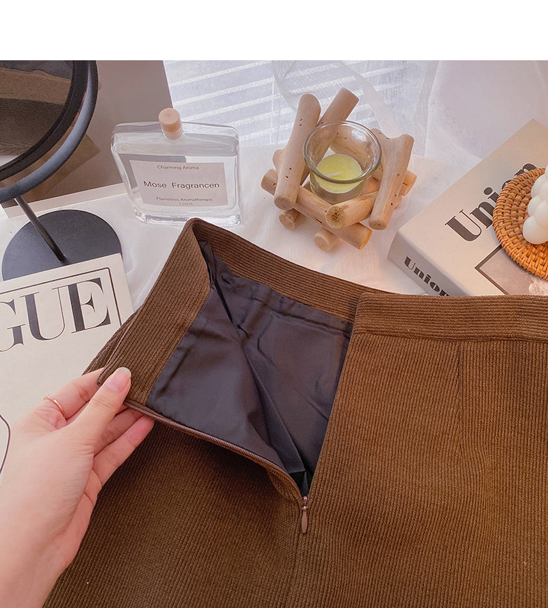 Slim temperament, versatile casual bag hip high waist A-line skirt  5387