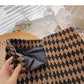 Retro-Mode-Color-Blocking-Gitter dünner A-Wort-Rock mit hoher Taille 5463
